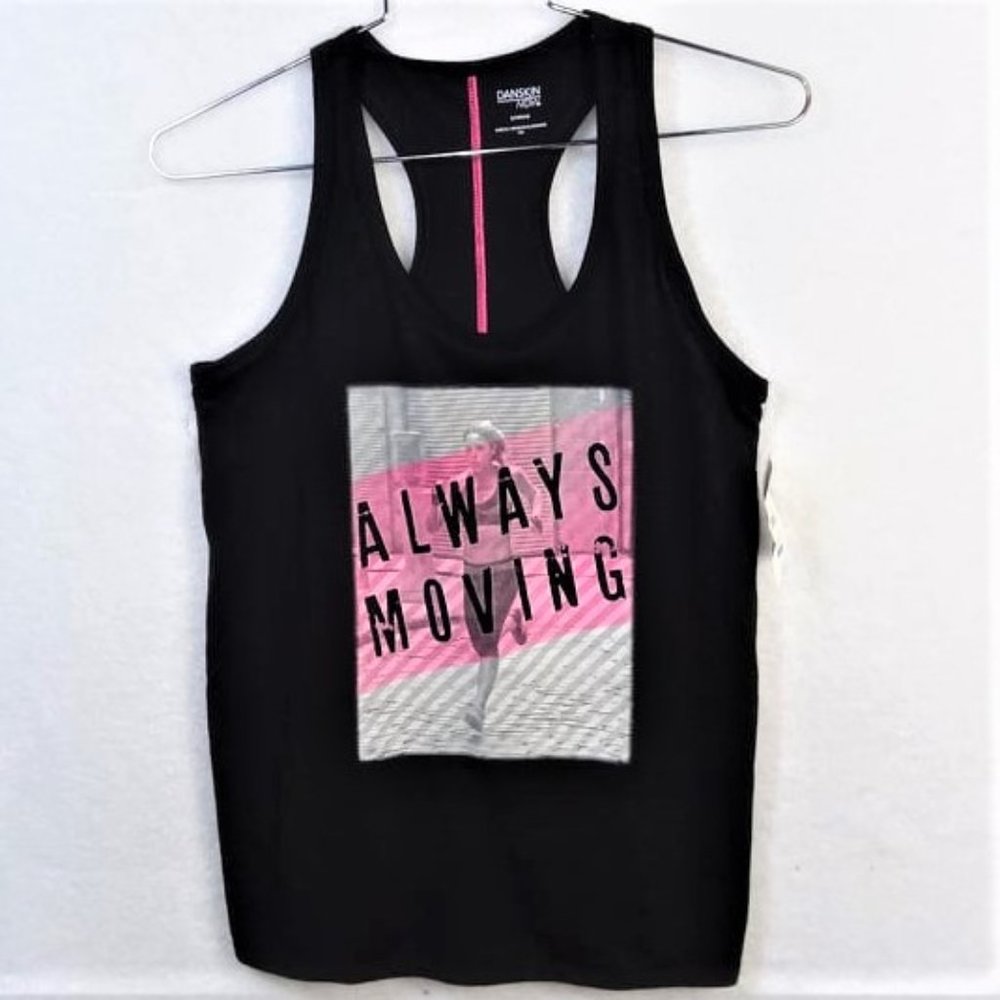 New DANKIN NOW Always Moving Black Pink Tank Top